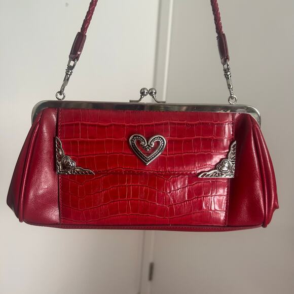Brighton Red Crocodile Embossed Faux Leather Mini Bag - Picture 1 of 6